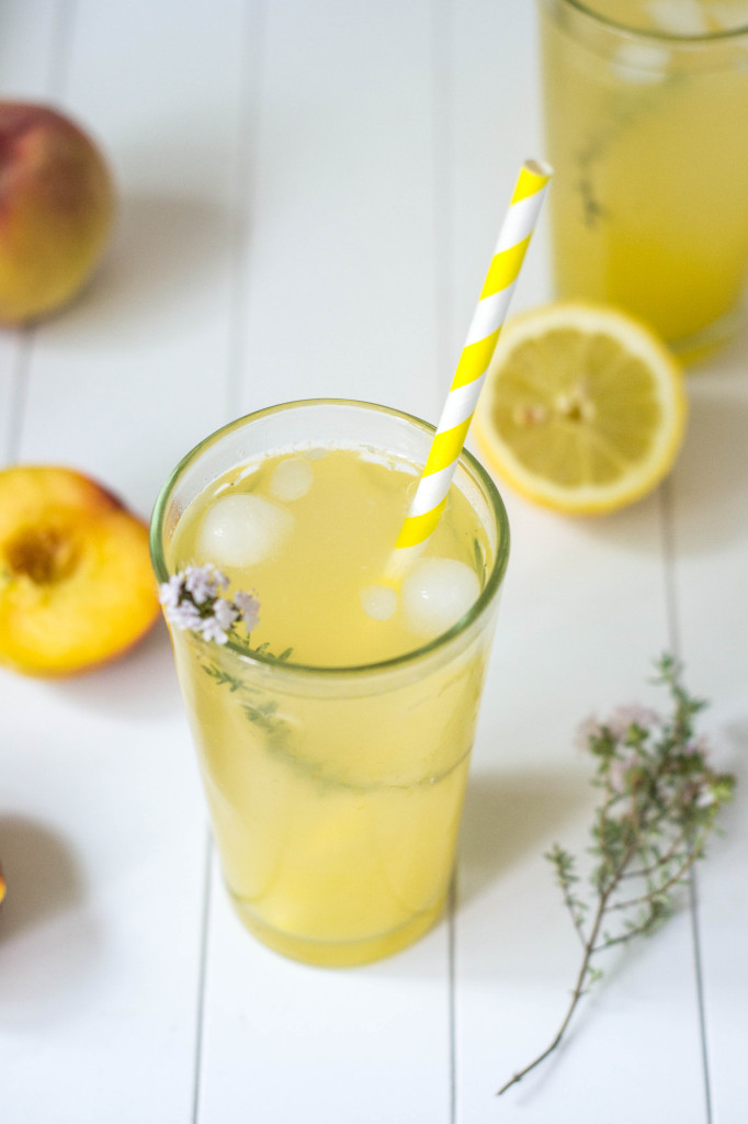 Maple Lemonade with Peaches & Thyme
