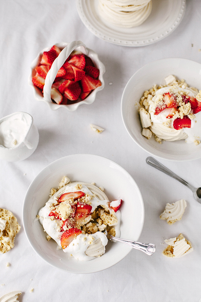 Vegan Meringue Nests With Strawberries Cream