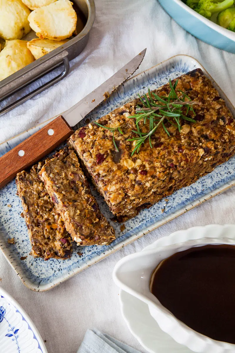 LENTIL LOAF WITH BALSAMIC ONION GRAVY