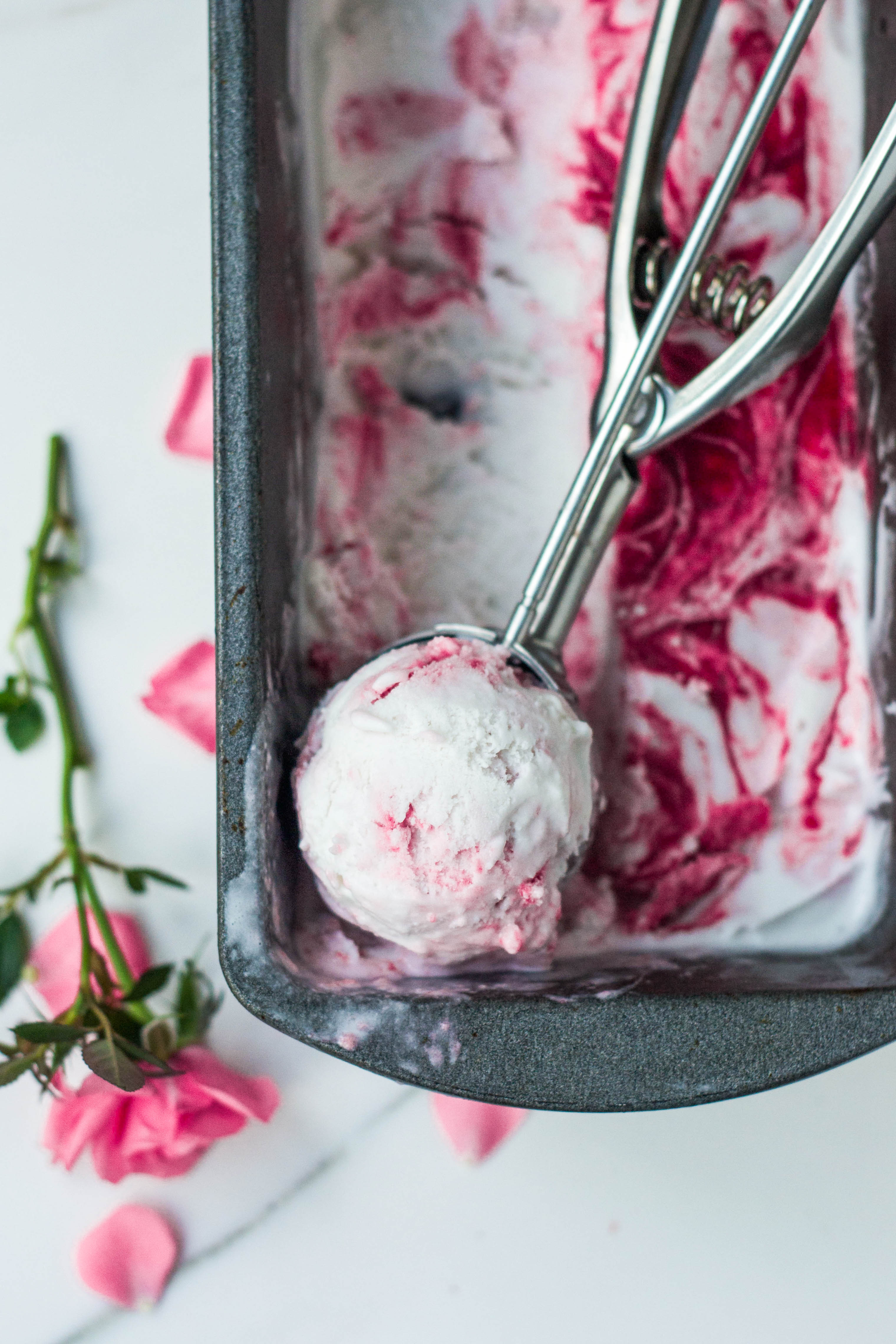 Vegan Rose Raspberry Ripple Ice Cream