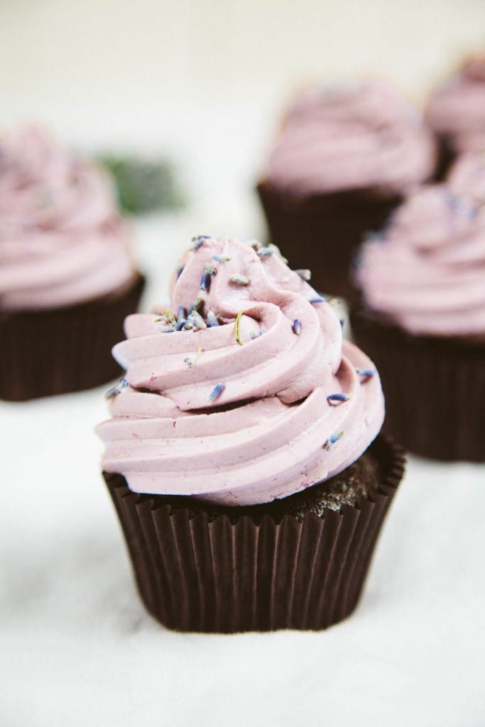Vegan Chocolate Lavender Cupcakes (Gluten-free Option)