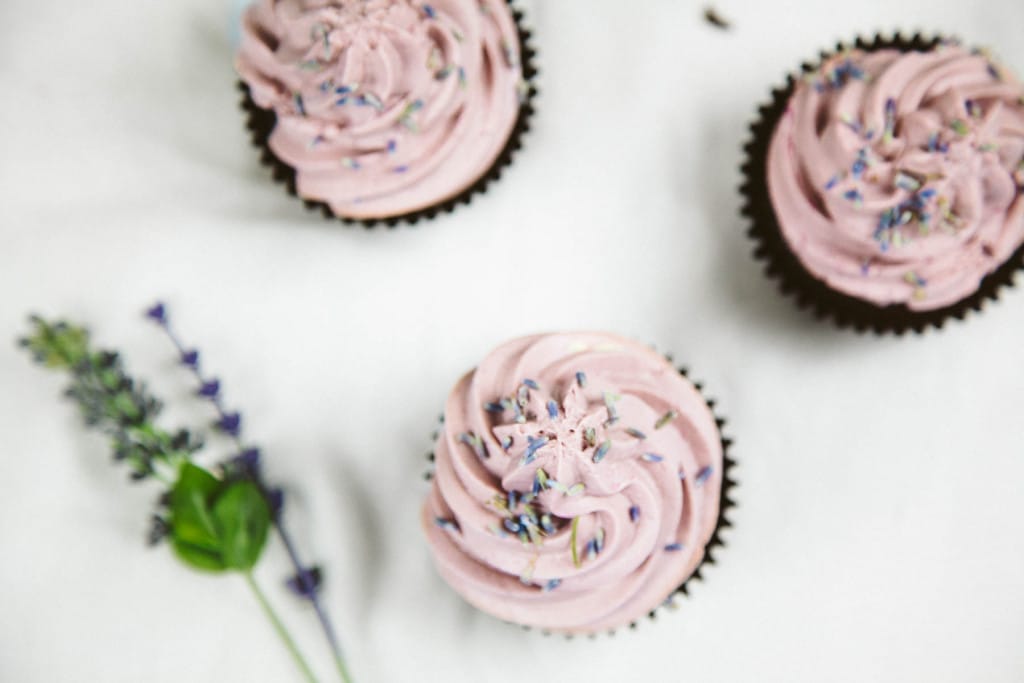 Vegan Chocolate Lavender Cupcakes (no refined sugars)