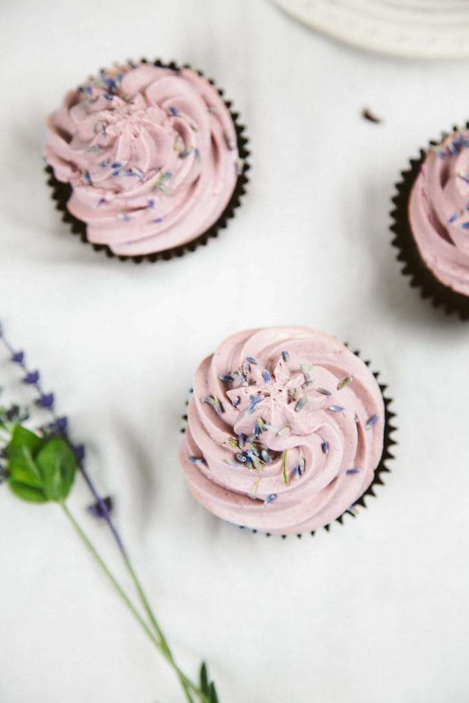 Vegan Chocolate Lavender Cupcakes (no refined sugars)