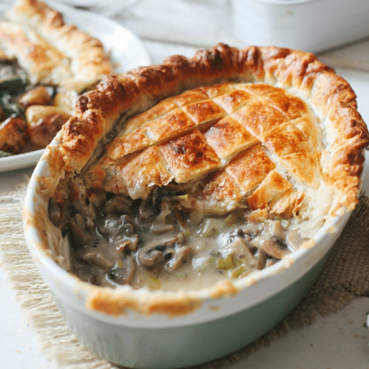 Vegan Pie with Creamy Leeks & Mushrooms