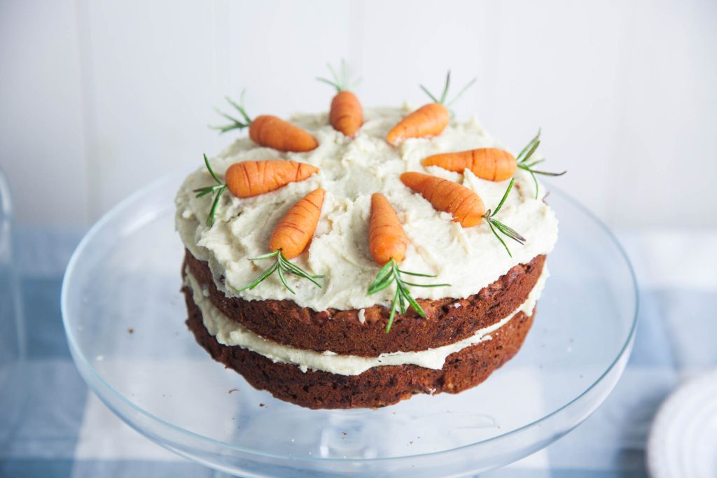 Healthy Vegan Carrot Cake with Almond Orange Frosting
