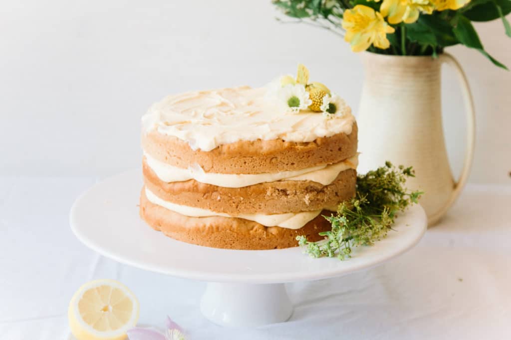 Elderflower Lemon Cake with White Chocolate Frosting Vegan 4