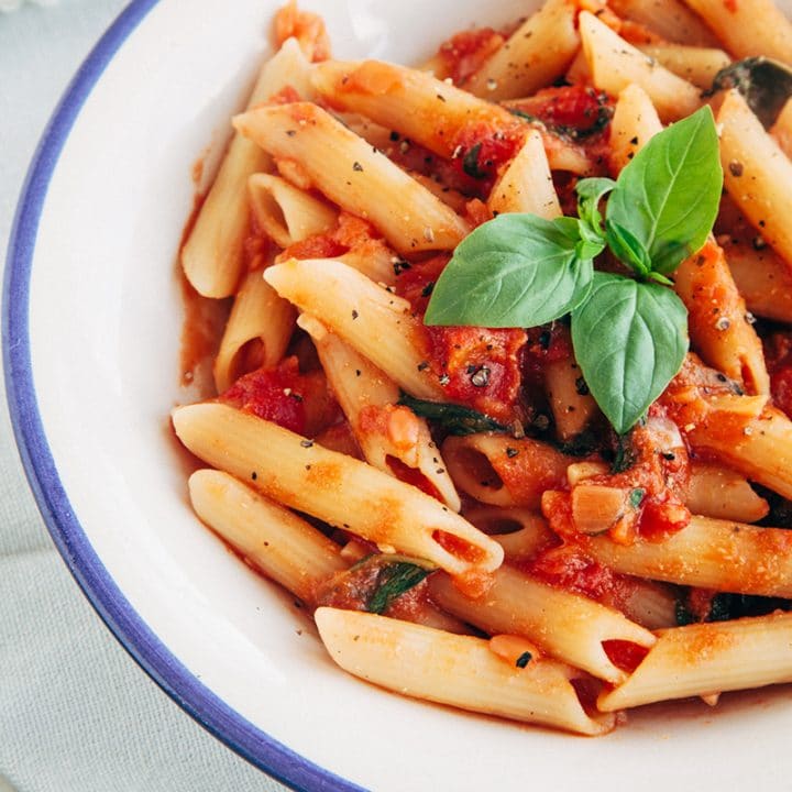 Simple Tomato & Basil Penne - Wallflower Kitchen