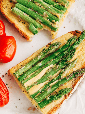 Vegan Grilled Asparagus on "Eggy" Toast