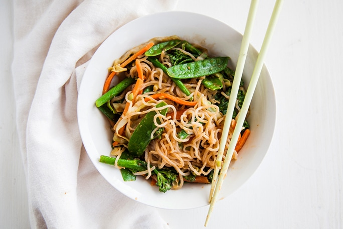 Shirataki Noodles with Almond Butter Sauce (Vegan + Paleo)