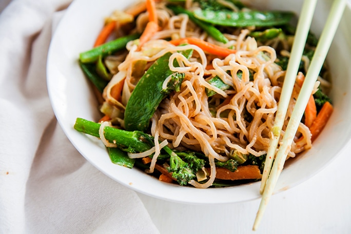 Shirataki Noodles with Almond Butter Sauce (Vegan + Paleo)