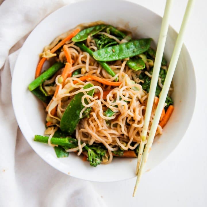 Shirataki Noodles with Almond Butter Sauce (Vegan + Paleo)