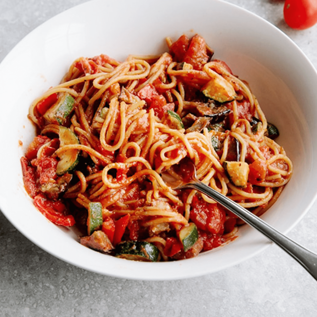 One-Pot Ratatouille Spaghetti