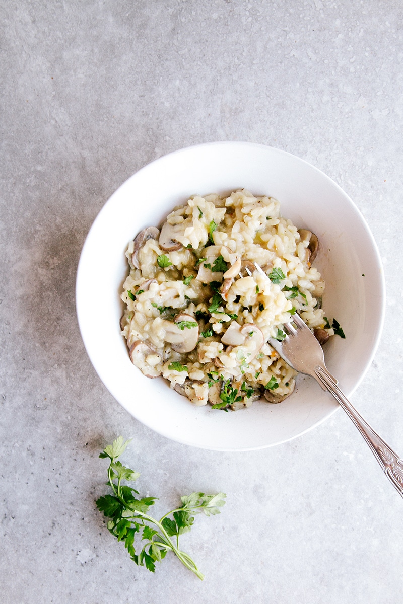 Creamy Mushroom Risotto (Vegan + GF)