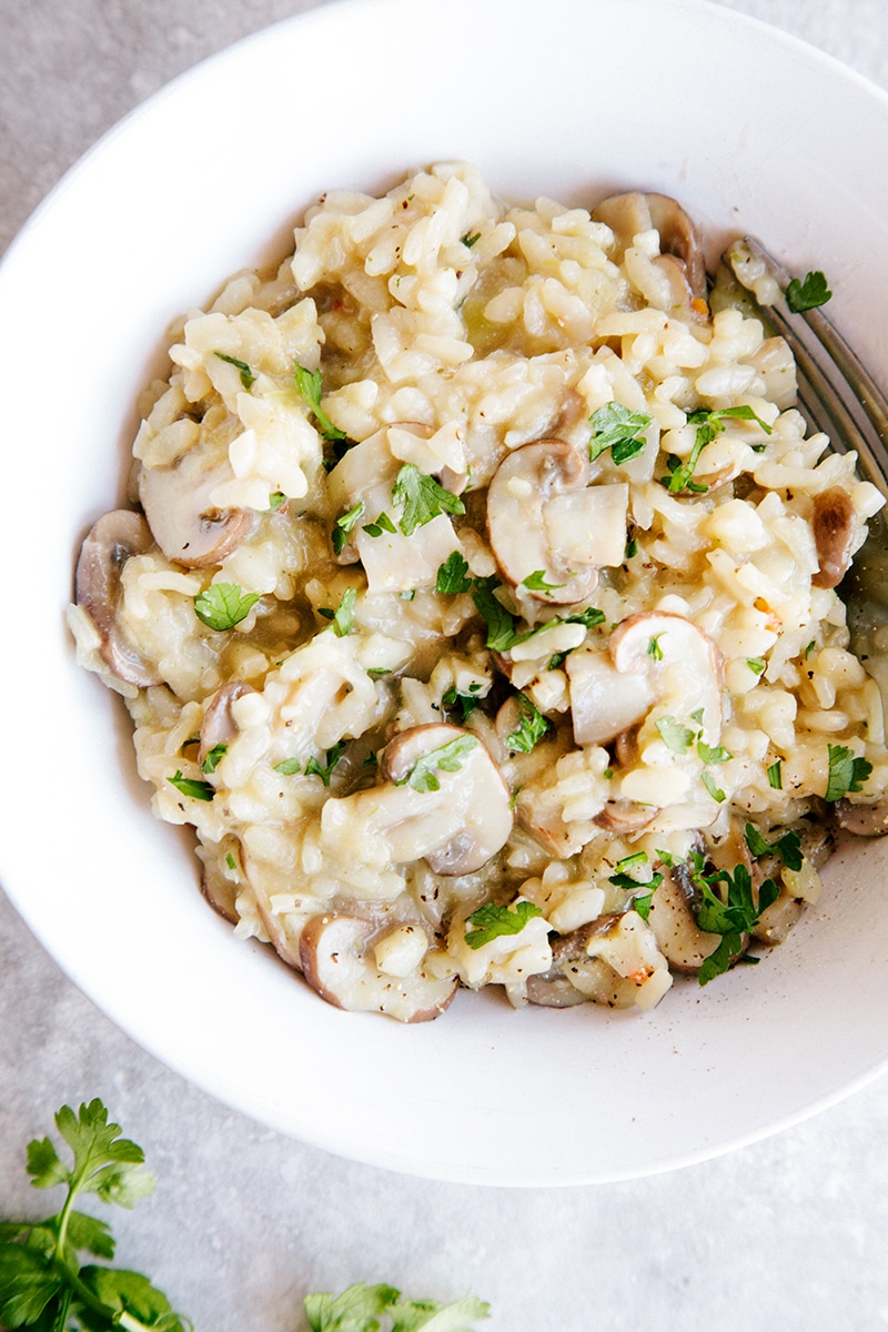 Creamy Mushroom Risotto (Vegan + GF)