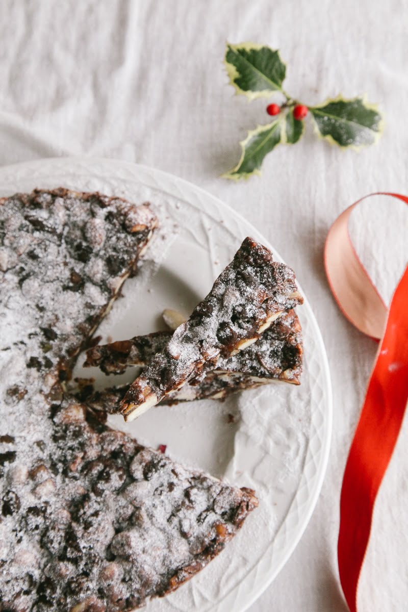 Vegan Panforte - A traditional Italian Christmas cake with fruits, nuts & chocolate!