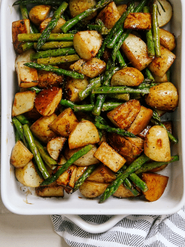 Balsamic Roasted New Potatoes with Asparagus - Vegan & Gluten-free