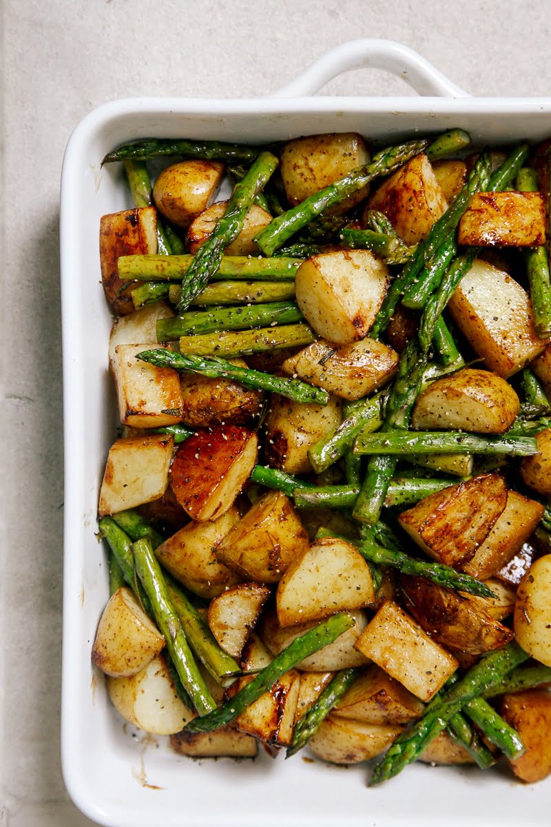 Balsamic Roasted New Potatoes with Asparagus