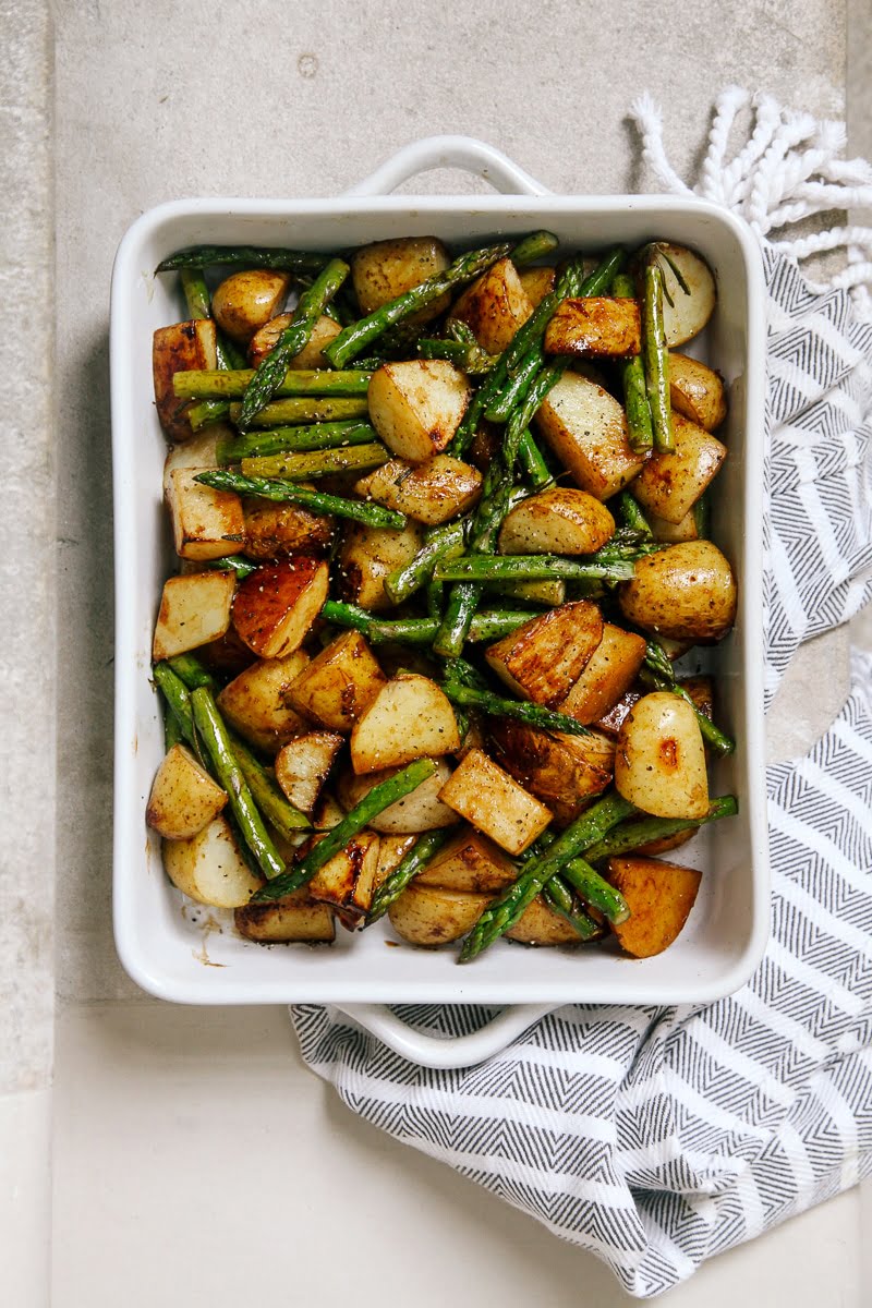 Balsamic Roasted New Potatoes with Asparagus