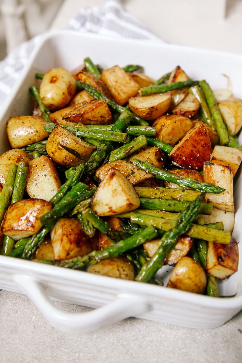 Balsamic Roasted New Potatoes with Asparagus