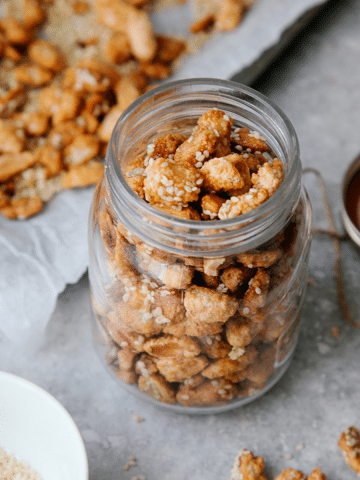 Easy Sesame Candied Peanuts (3 ingredients!)