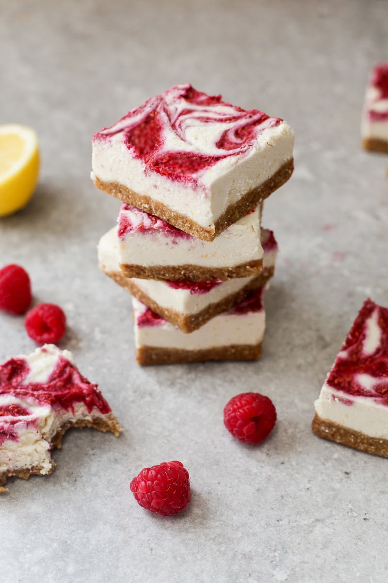 Vegan Raspberry Cheesecake Bars (no bake)