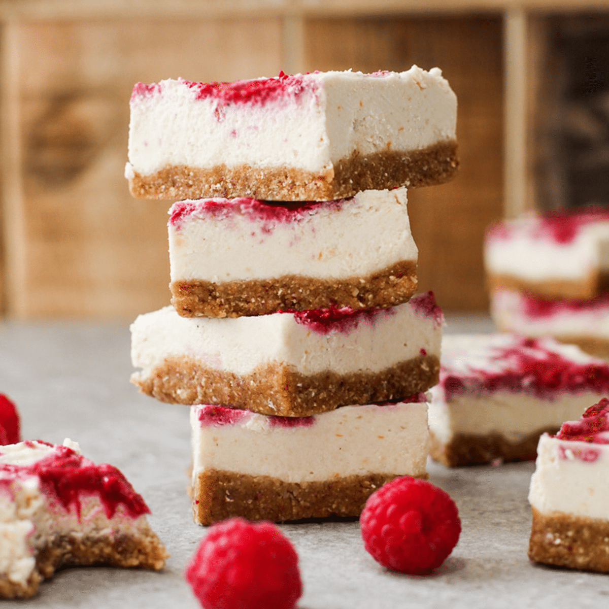 No-Bake Vegan Raspberry Cheesecake Bars