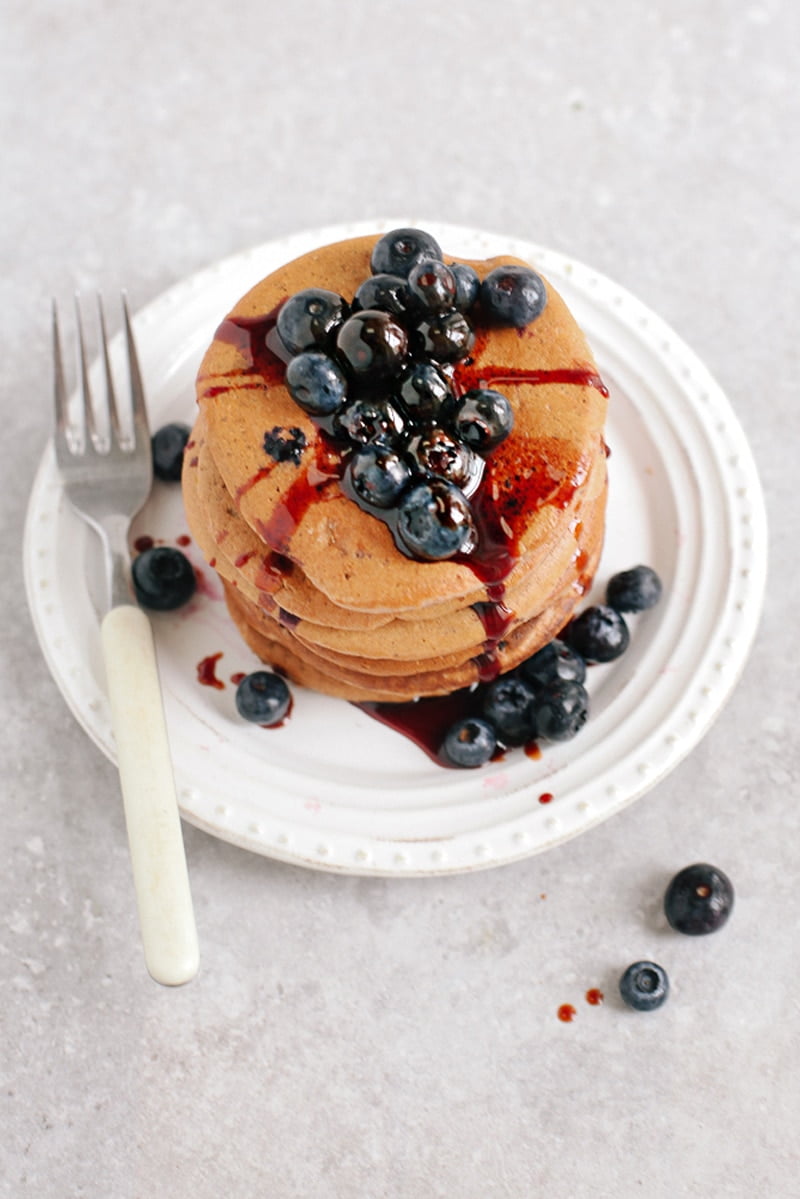 Wholewheat Blueberry Pancakes #vegan #oilfree #healthyrecipes