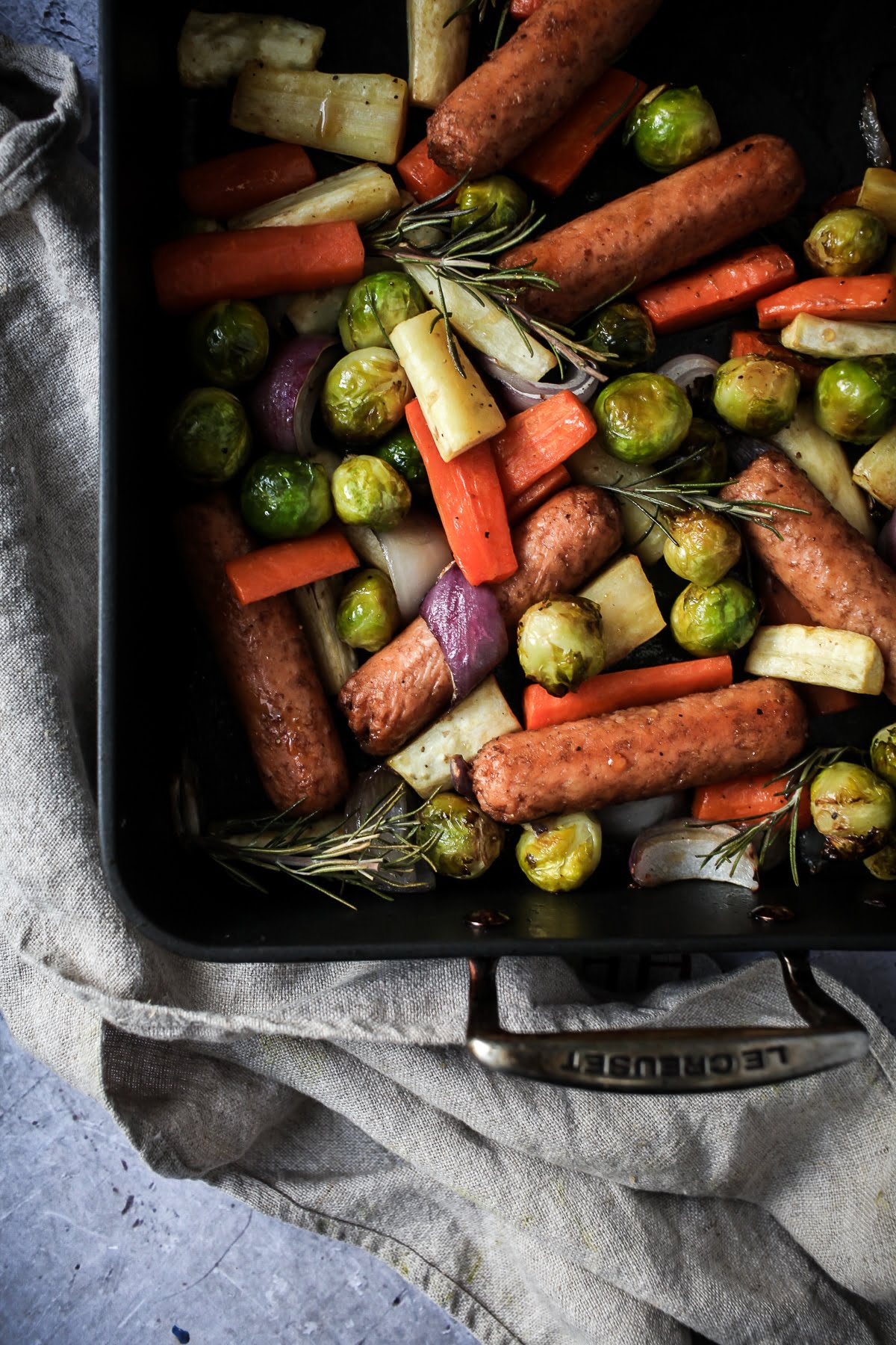 Vegan Christmas Veg Sausage Traybake