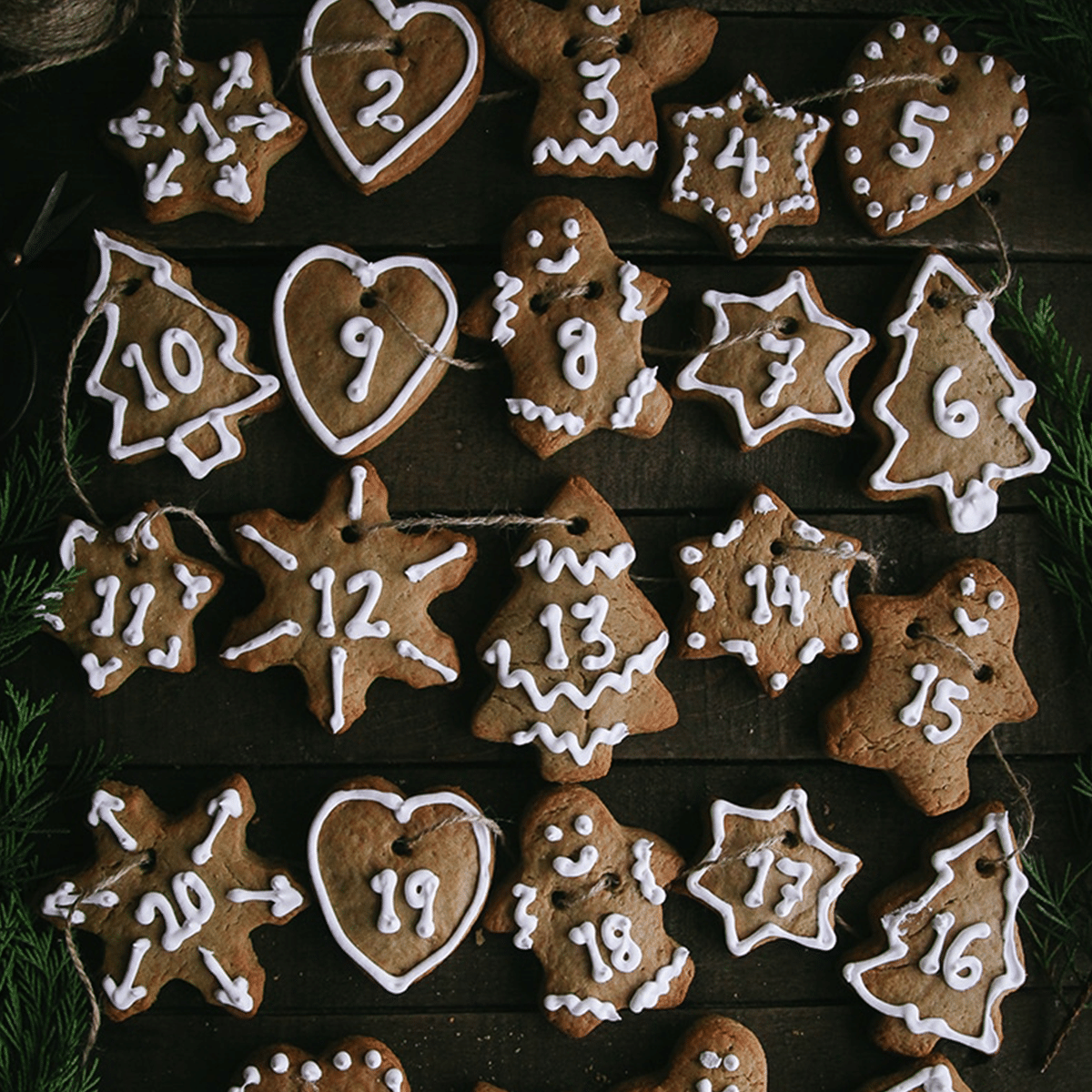 Vegan Gingerbread Advent Cookies