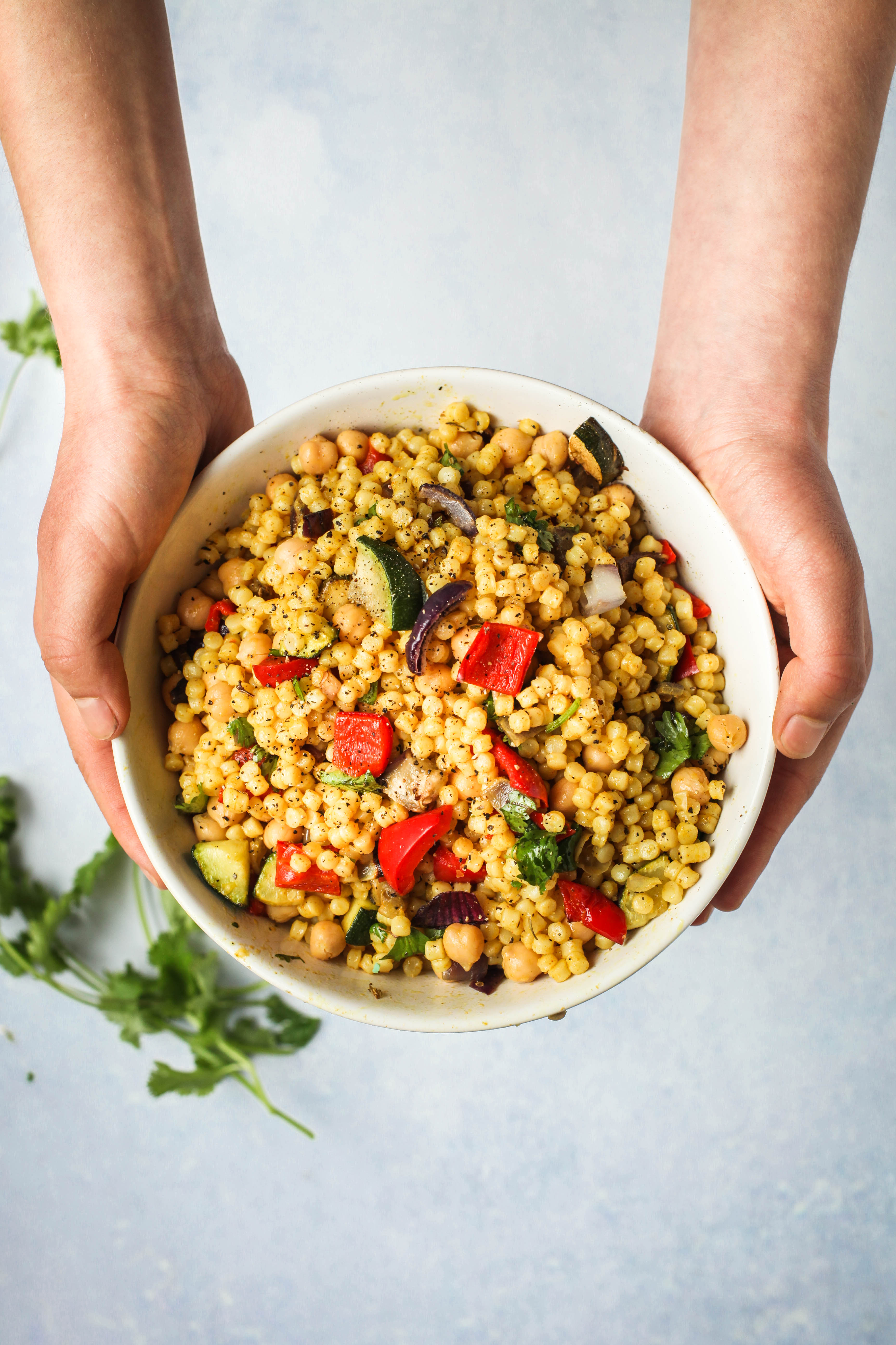 Golden Garlic Couscous with Vegetables & Chickpeas