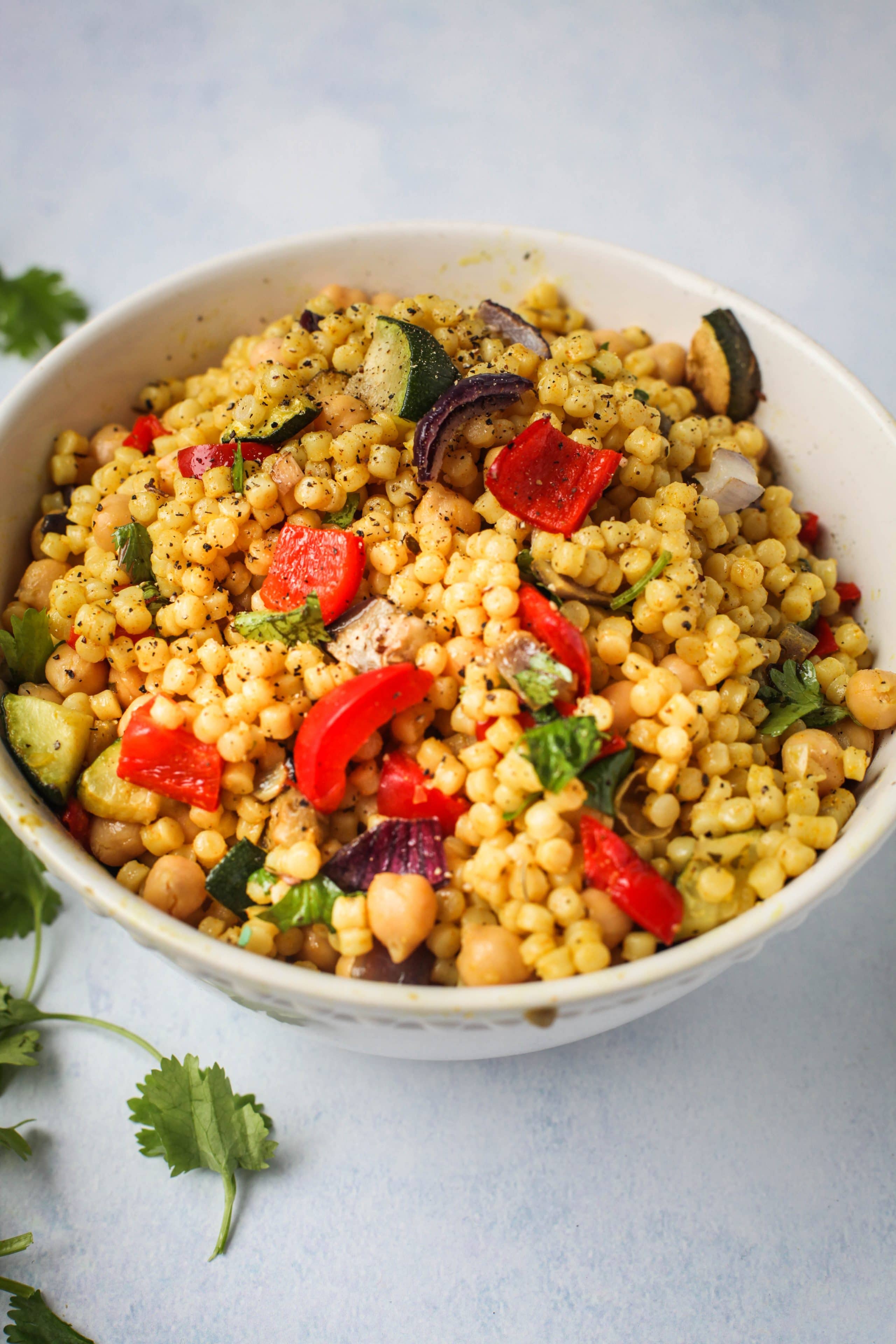 Golden Garlic Couscous with Vegetables & Chickpeas