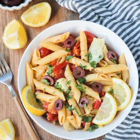Image for Mediterranean Pasta w/ Roasted Peppers & Artichokes