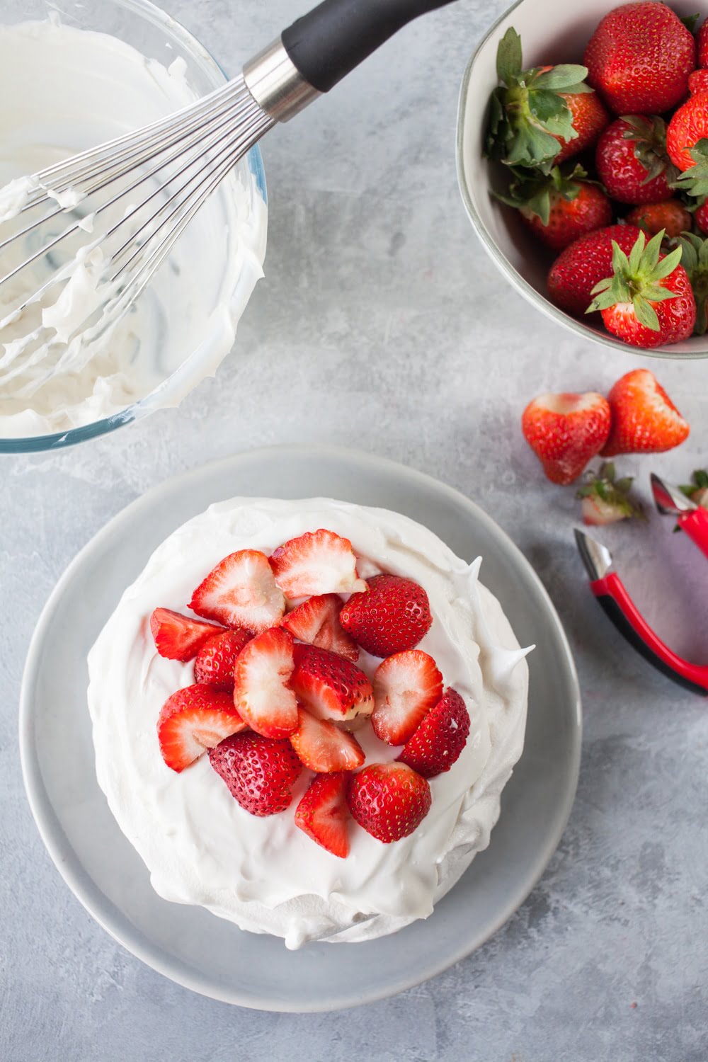 Vegan Pavlova with Strawberries & Cream