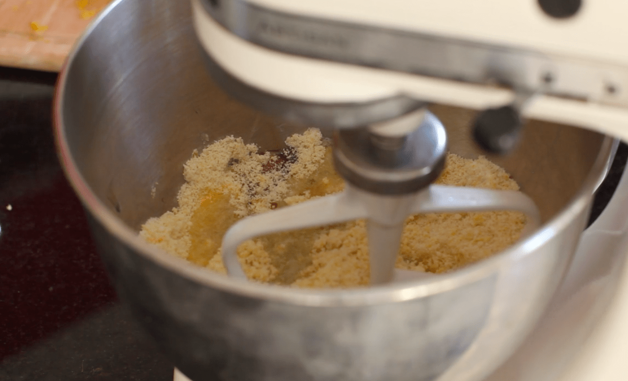 Gluten-free Vegan Lemon Polenta Cake - Step by Step Recipe - Mixing the ingredients in Kitchen Aid stand mixer