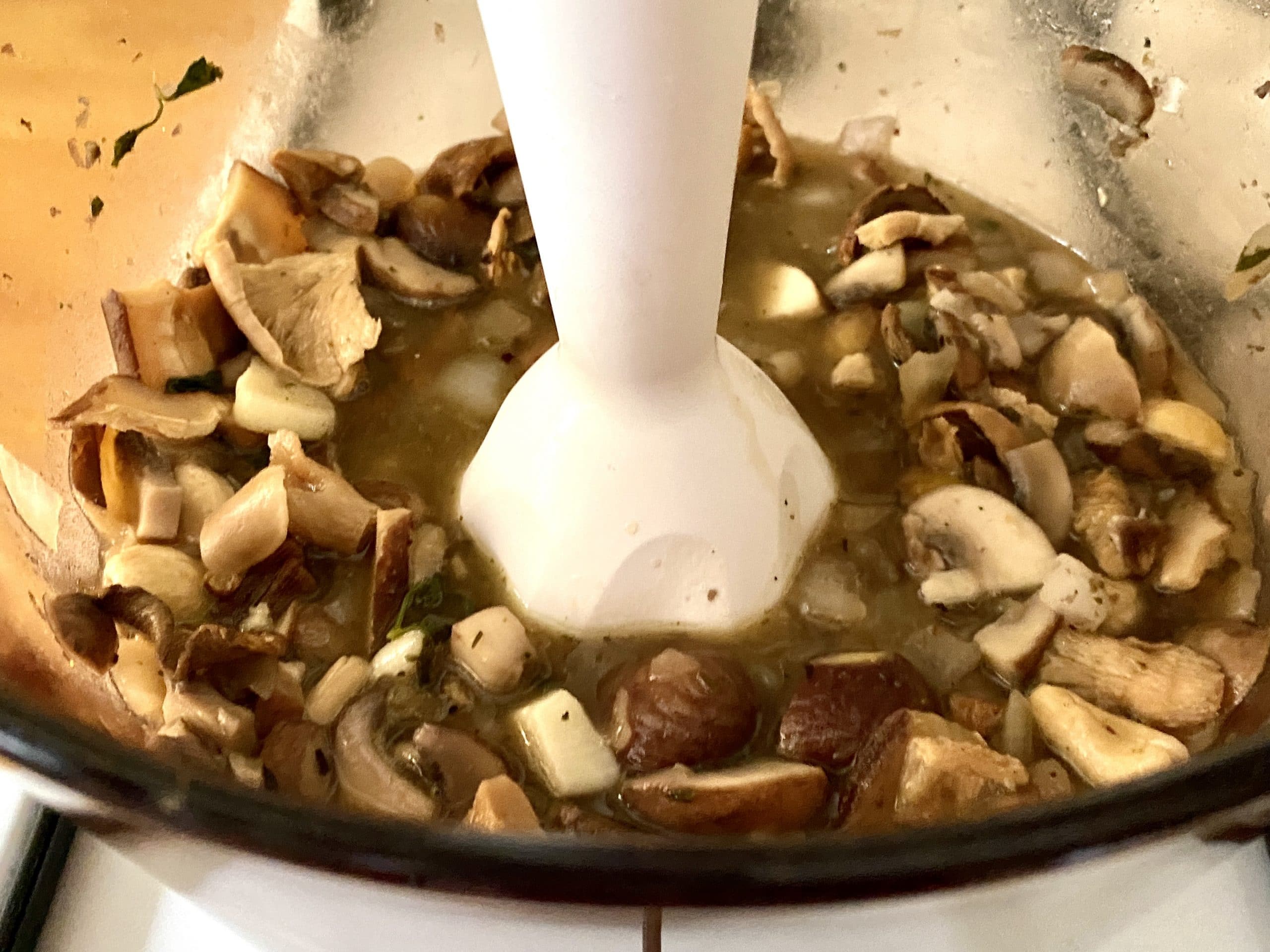 Mushroom and Chestnut Soup (Vegan) - Blending