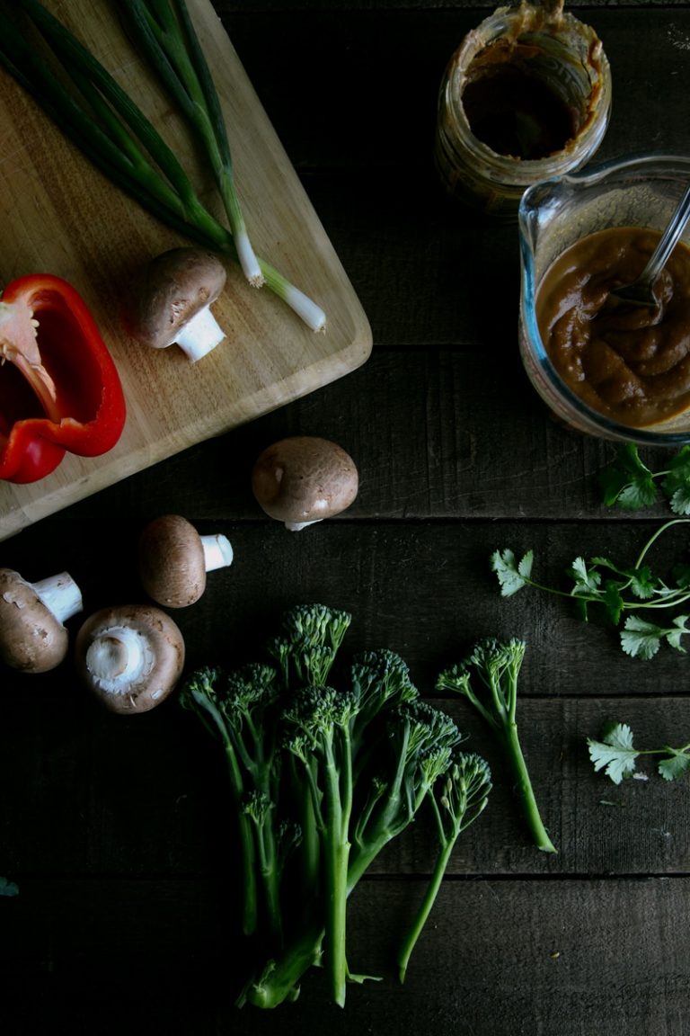 Vegan Spicy Peanut Noodle Stir Fry with Tenderstem Broccoli Wallflower Kitchen