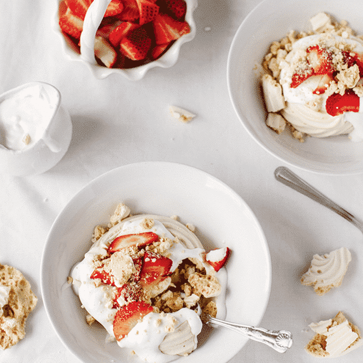 Vegan Meringue Nests with Strawberries & Cream